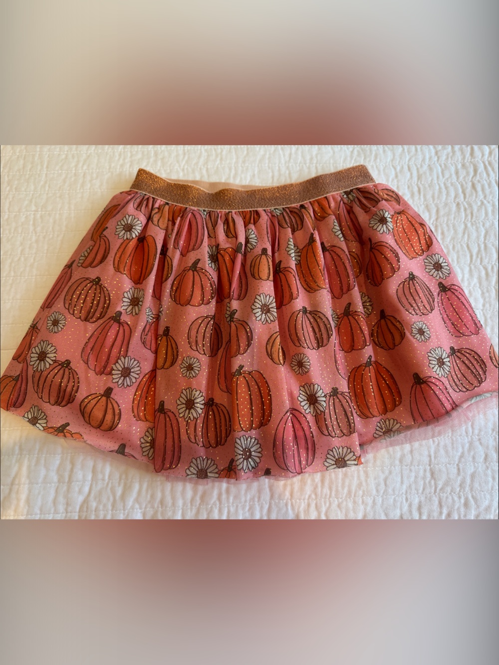 Sweet Wink 4-6yrs Girls' Pink Pumpkin-Print Skirt with Glitter Waistband